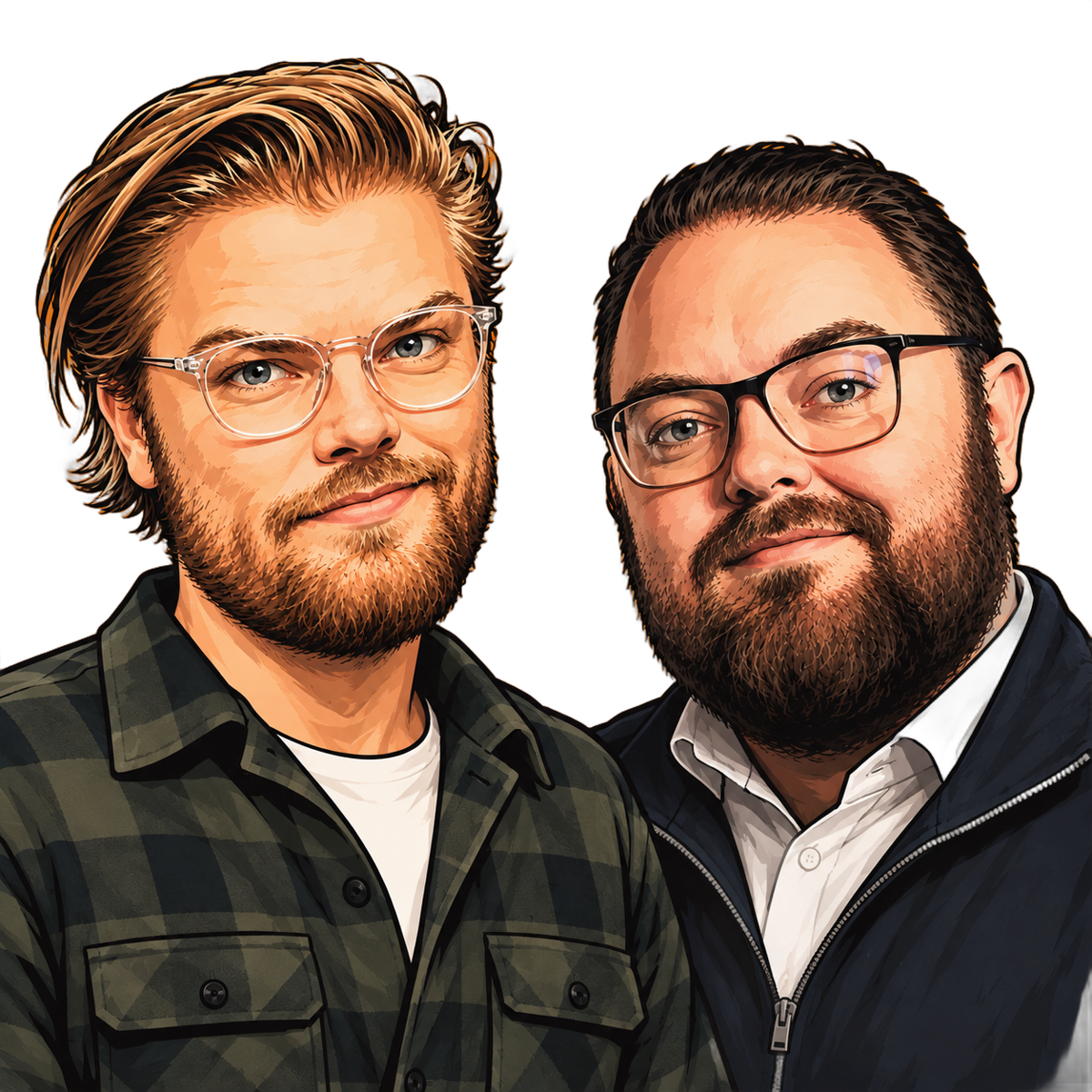Tegning af Andreas Steno (til venstre) og Mikkel Rosenvold (til højre)